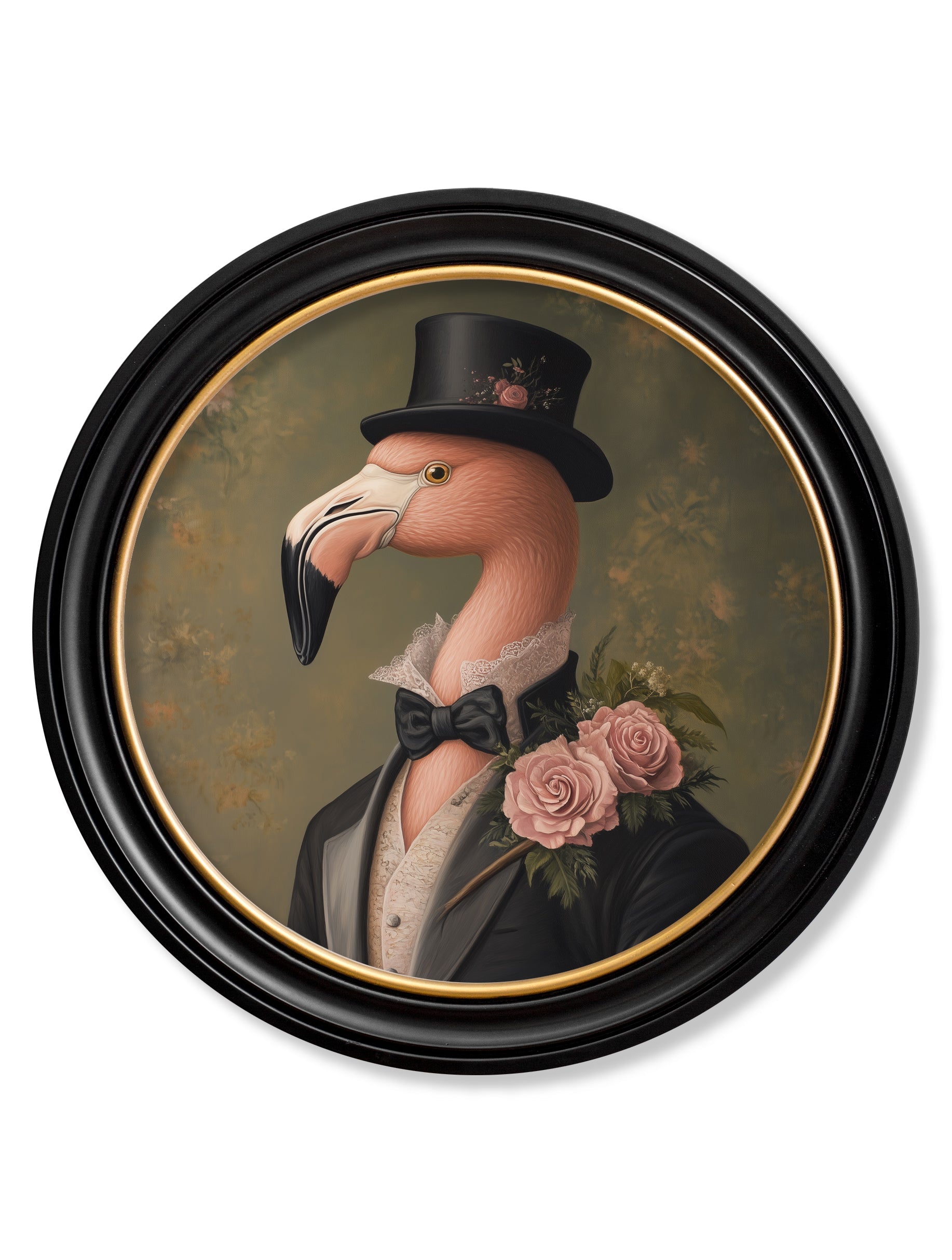 Baron Von Blush – Gentleman Flamingo Oxford Round Frame detail – Leya Buster Interiors