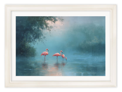 Misty Lake Flamingos – Cream Hurstwood Frame detail – Leya Buster Interiors