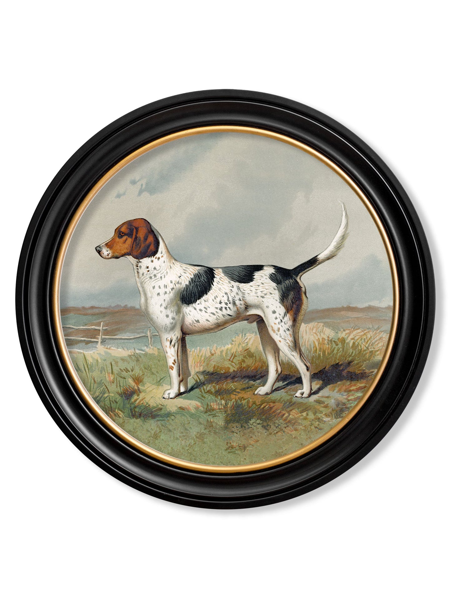 c.1881 Gun Dogs – Round Frame styled view – Leya Buster Interiors