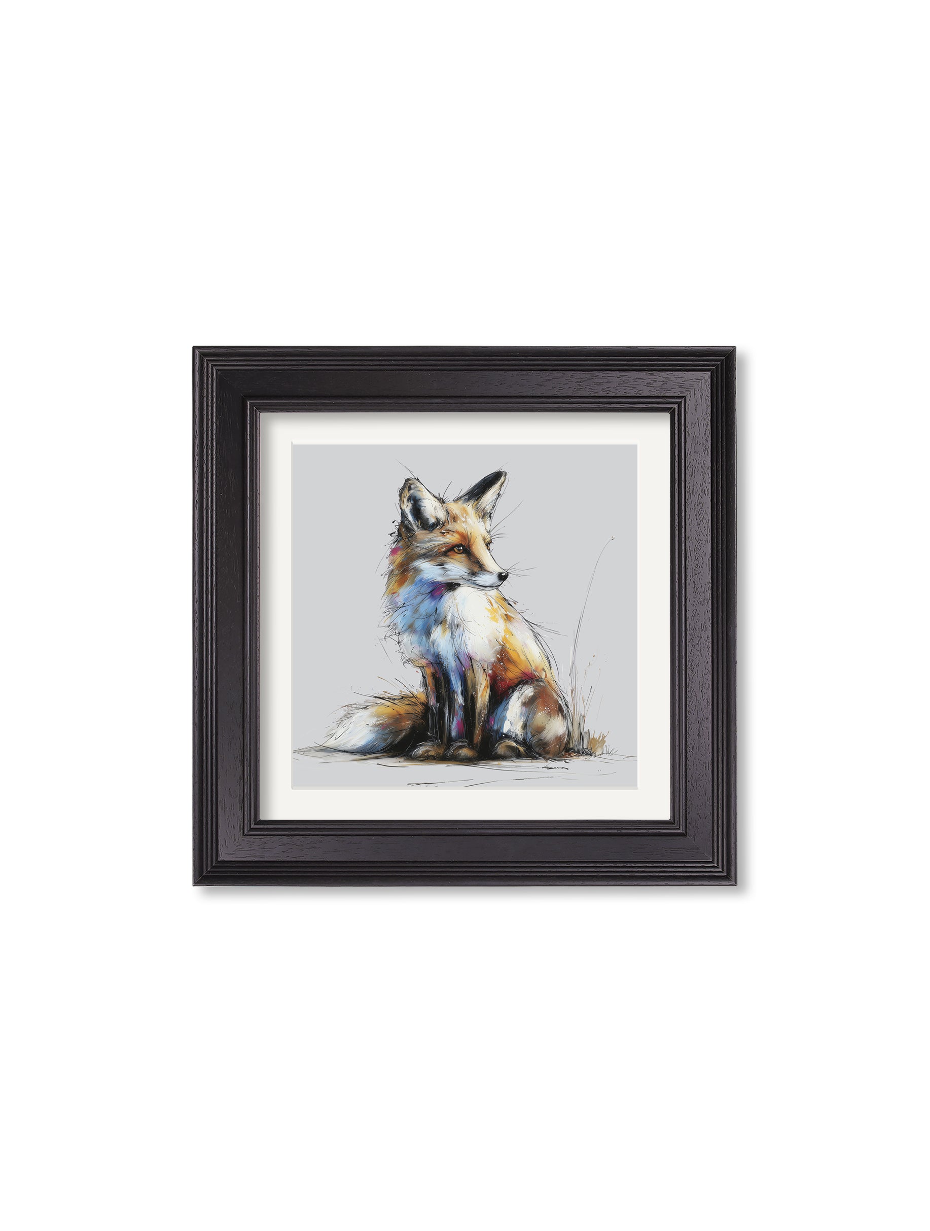 Little Fox Cosy Sketch – Black Hurstwood Square Frame styled view – Leya Buster Interiors