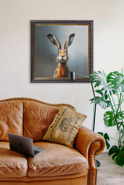 A Curious Hare – Oxford Square Frame – framed wall art at Leya Buster Interiors
