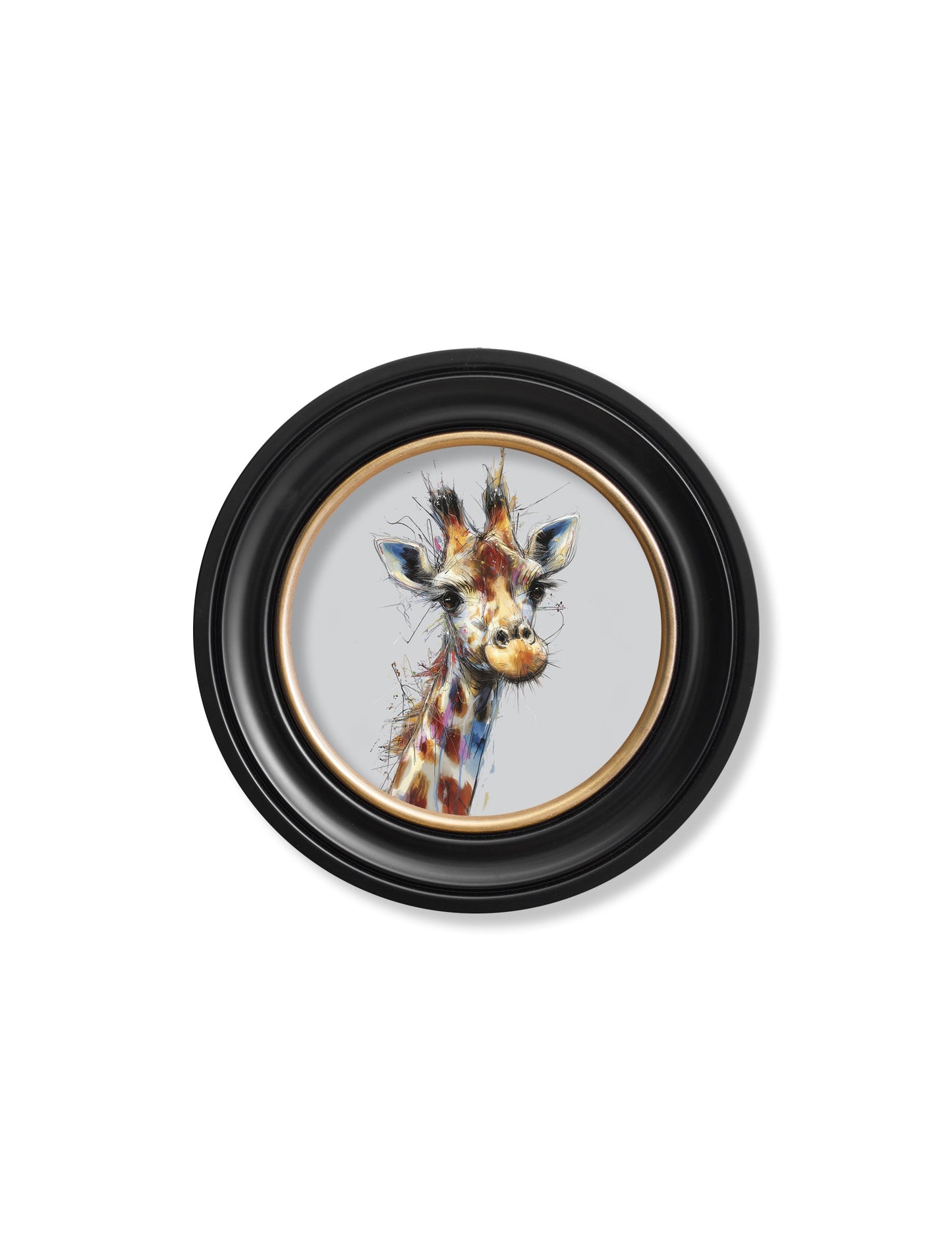 Tall Giraffe Cosy Sketch – Oxford Round Frame styled view – Leya Buster Interiors