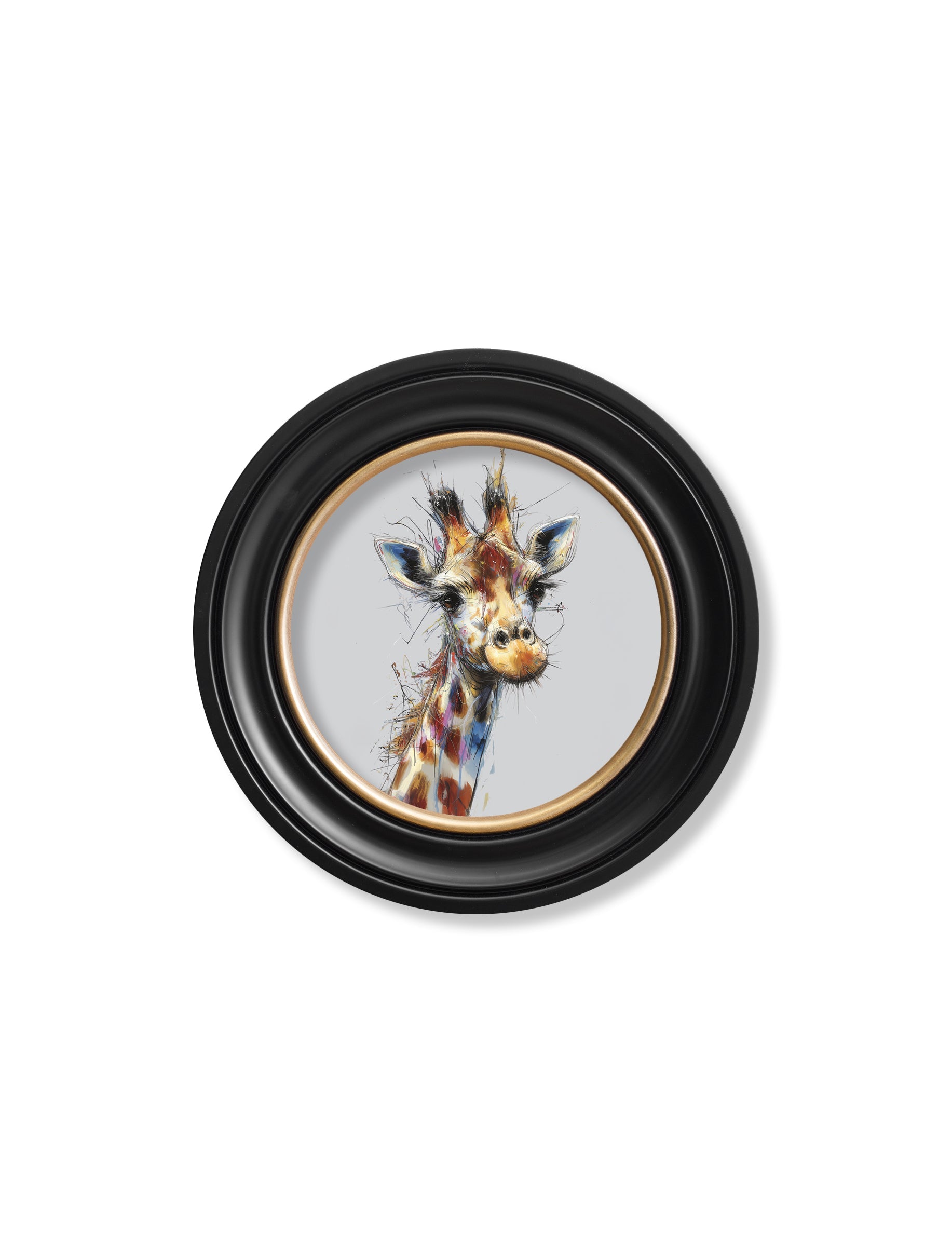 Tall Giraffe Cosy Sketch – Oxford Round Frame styled view – Leya Buster Interiors