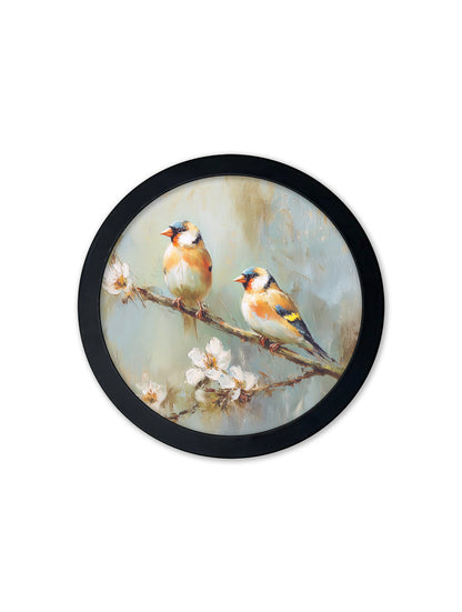Garden Birds – 30cm Black Round Box Frame styled view – Leya Buster Interiors
