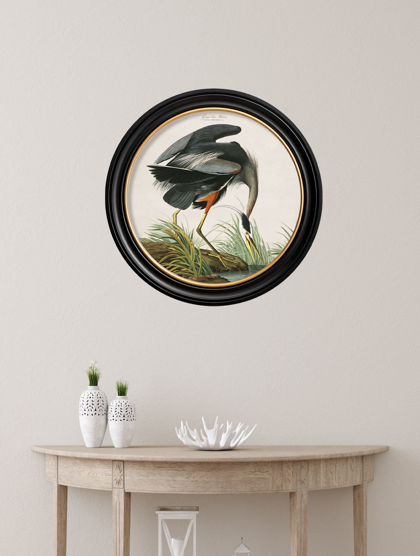 c.1838 Audubon's Great Blue Heron – framed wall art at Leya Buster Interiors