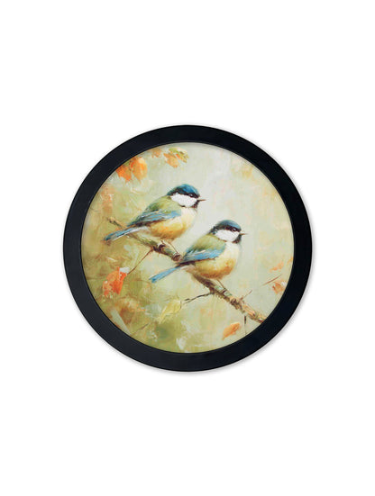 Garden Birds – 30cm Black Round Box Frame styled view – Leya Buster Interiors
