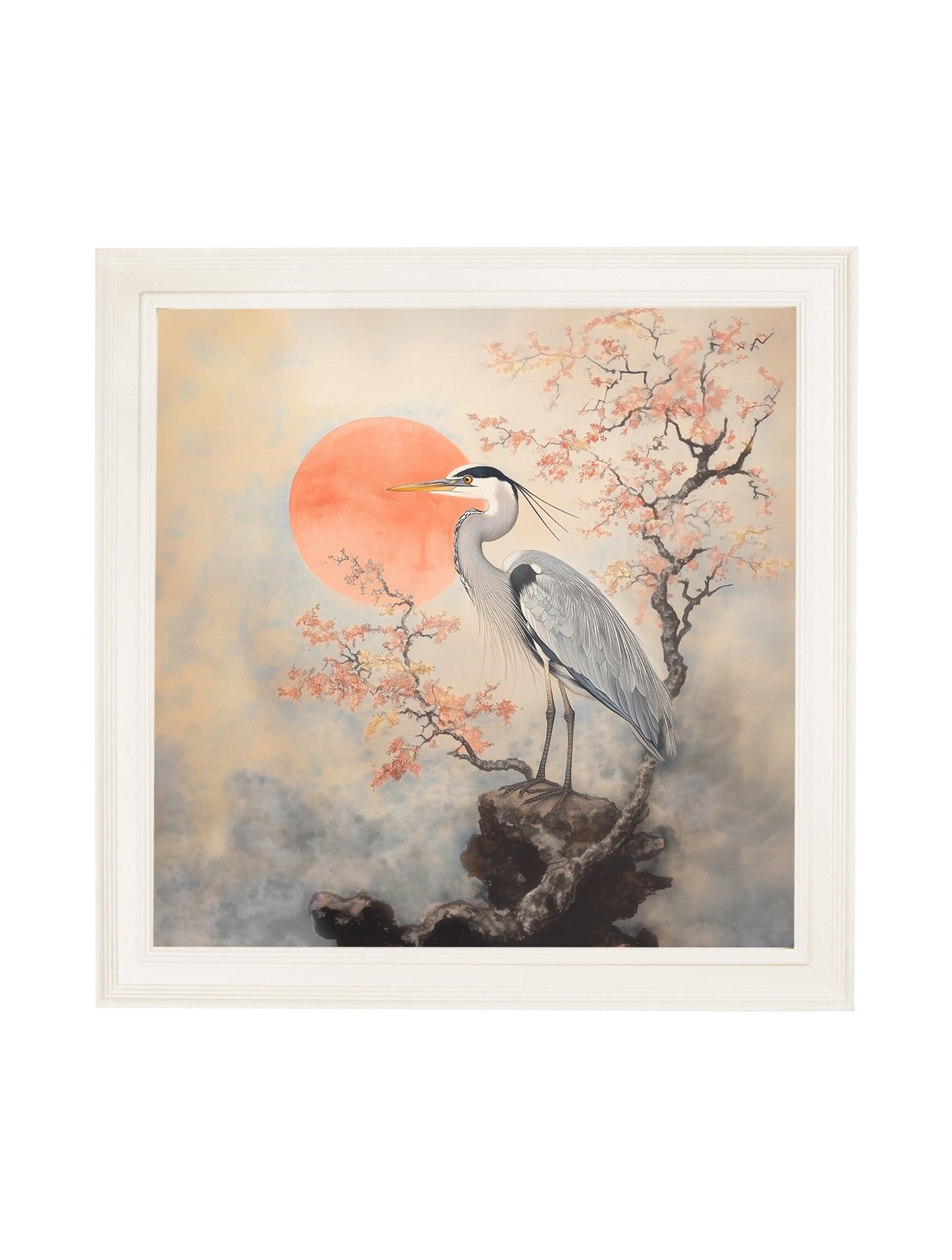 Japanese Twin Herons – Cream Hurstwood Square Frame styled view – Leya Buster Interiors