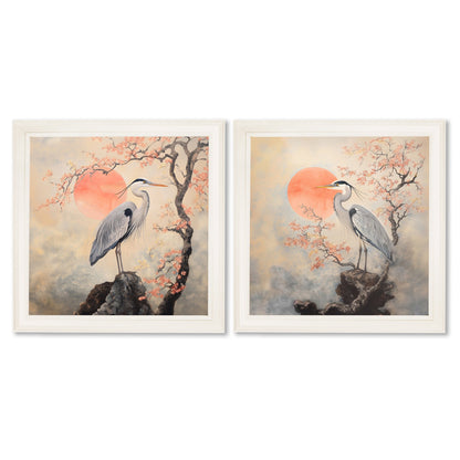 Japanese Twin Herons – Cream Hurstwood Square Frame detail – Leya Buster Interiors