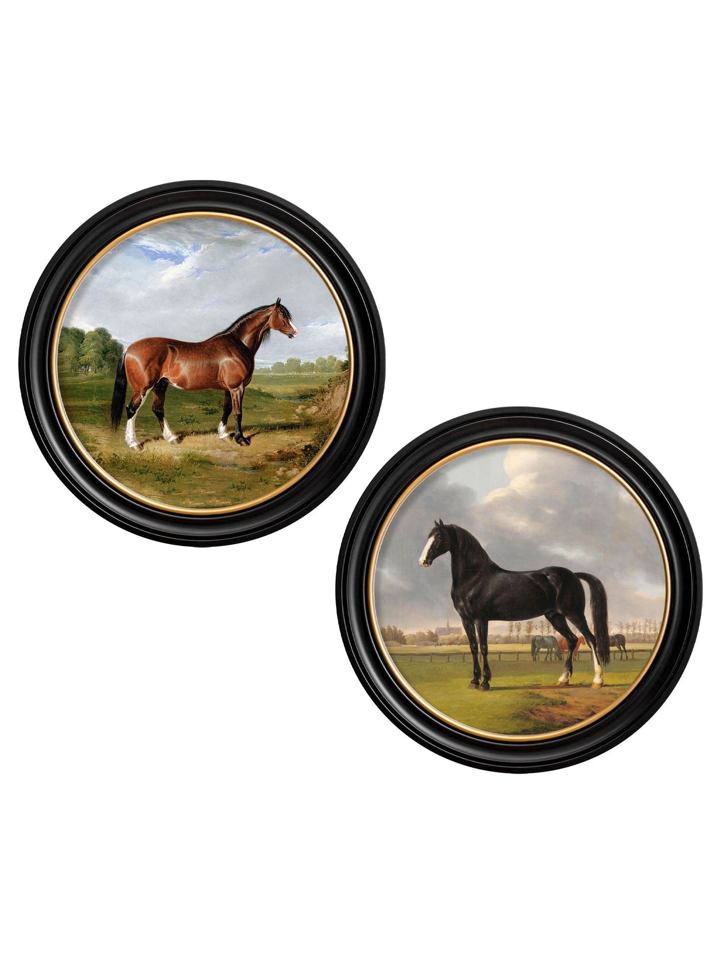 c.1840 Horses – Round Frame detail – Leya Buster Interiors