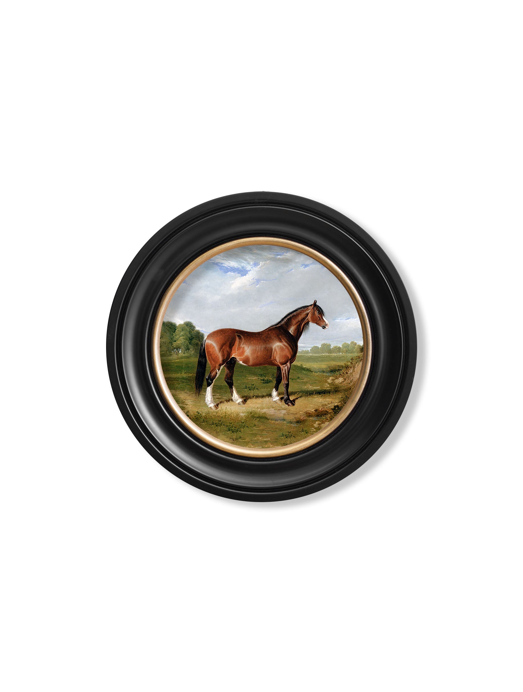 c.1840 Horses – Round Frame styled view – Leya Buster Interiors