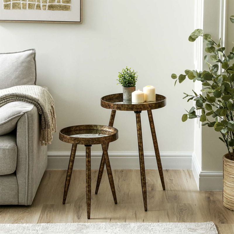 Aurelia Antique Gold Nesting Tables – Set of 2