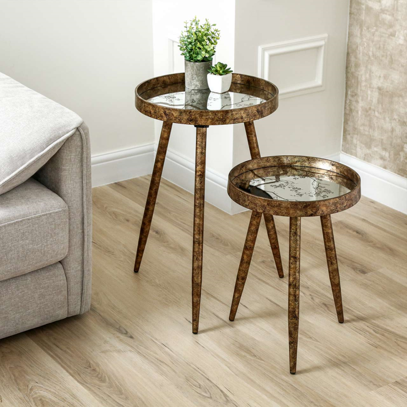 Aurelia Antique Gold Nesting Tables – Set of 2