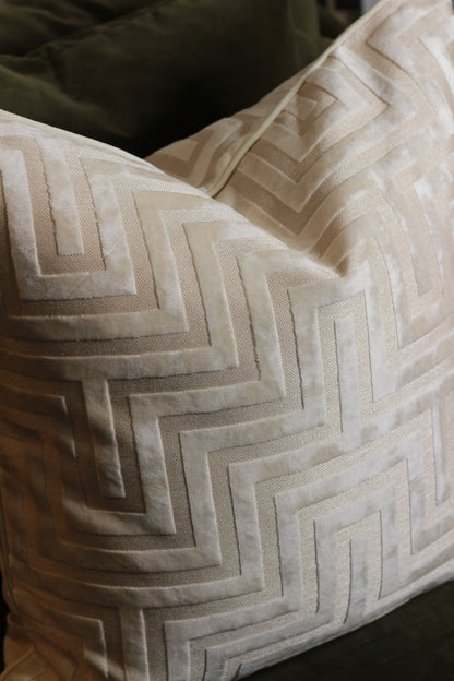 Ivory Amaze Velvet Cut Cushion – Large detail – Leya Buster Interiors