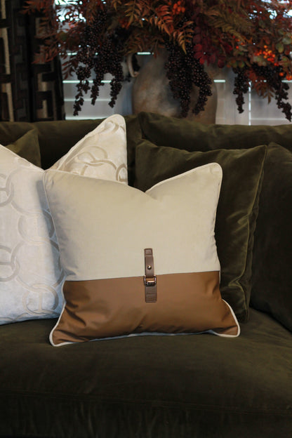 Buckle Cushion – Neutral styled view – Leya Buster Interiors