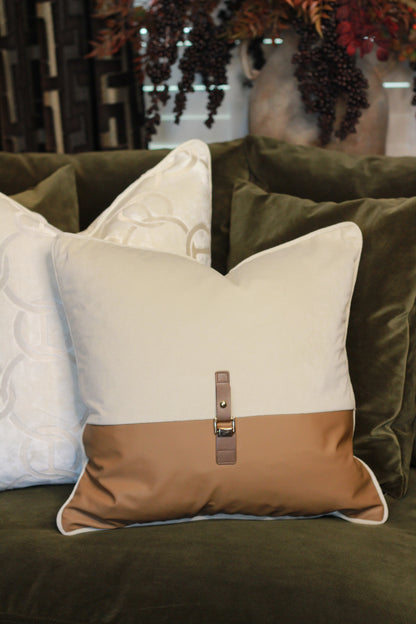 Buckle Cushion – Neutral – decorative cushion at Leya Buster Interiors