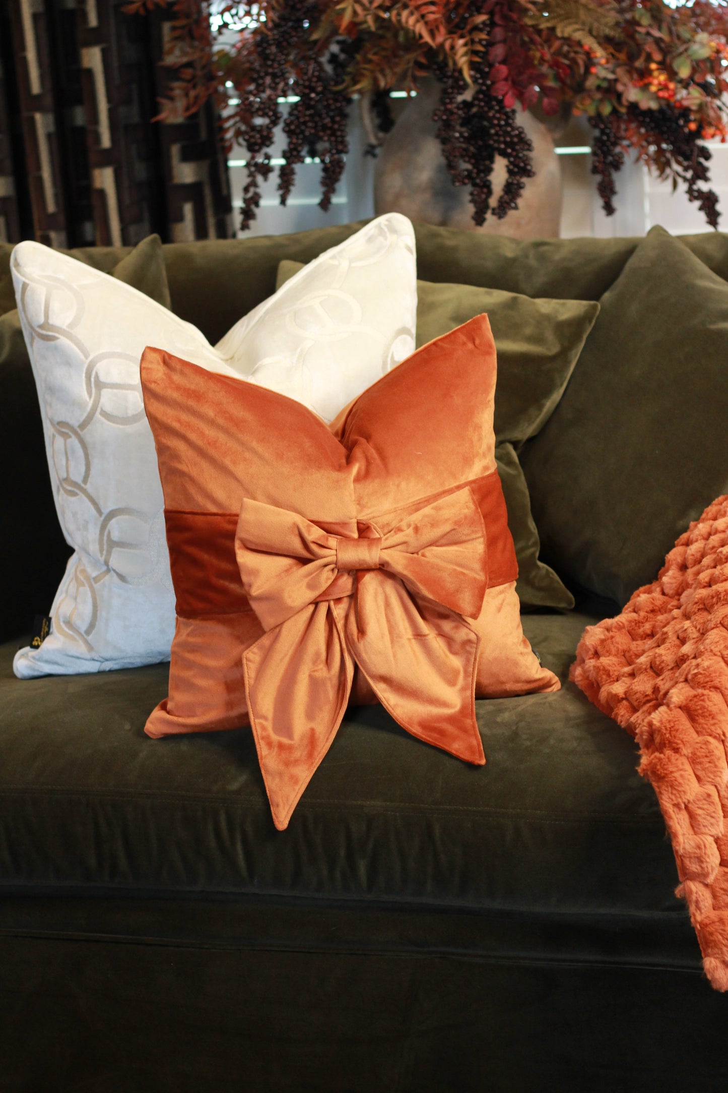 Bow Cushion - Orange