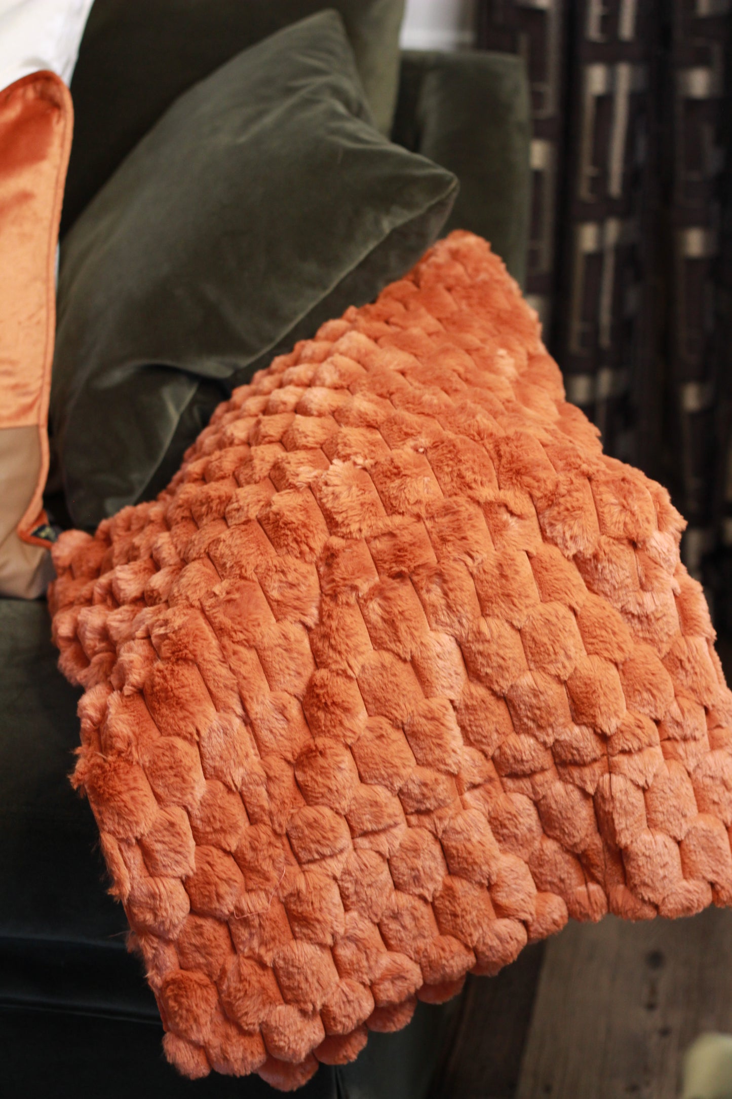 Burnt Orange Faux Fur Throw