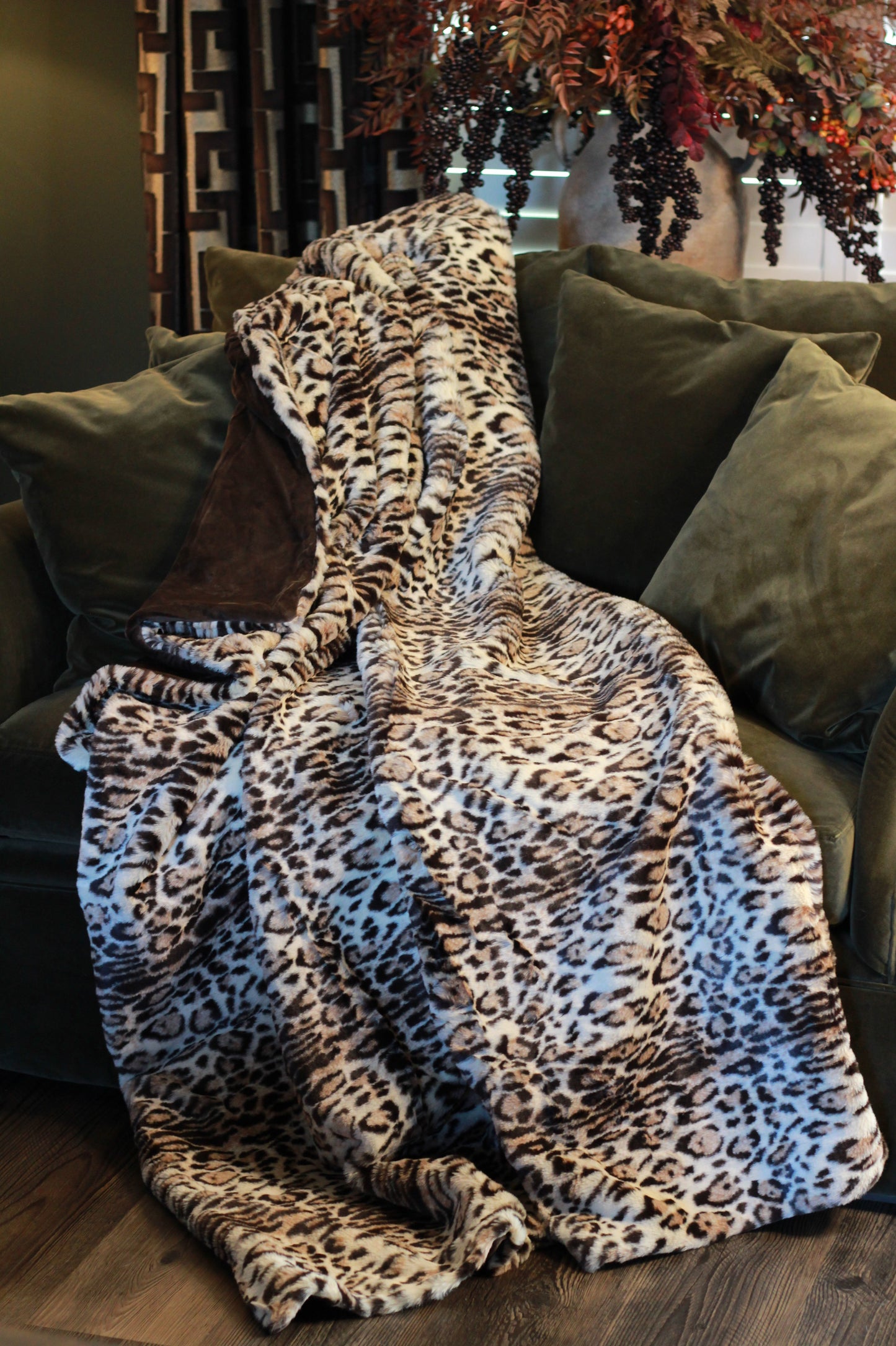 Eartha Leopard Print Faux Fur Throw