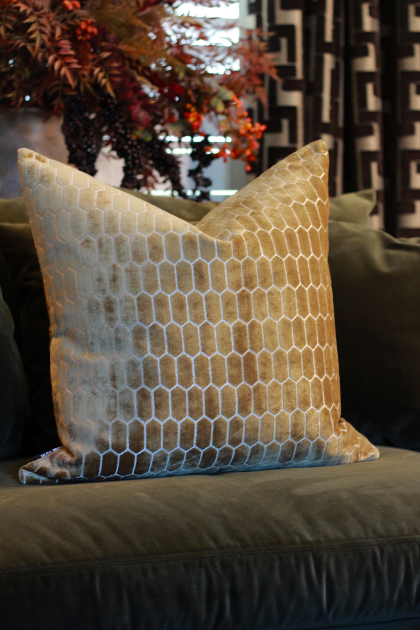 Sinclair Honeycomb Cushion – Whiskey Velvet