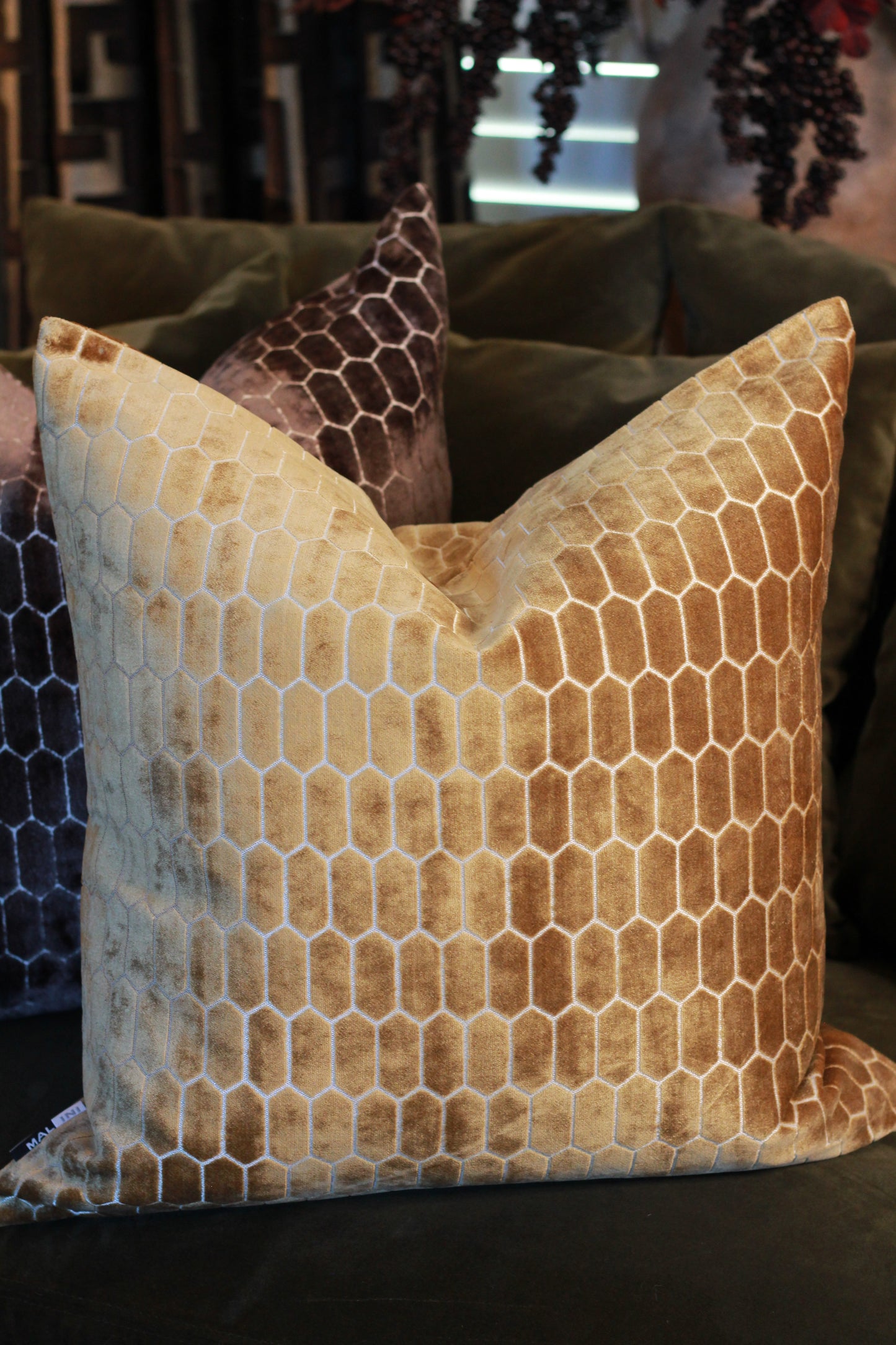 Sinclair Honeycomb Cushion – Whiskey Velvet