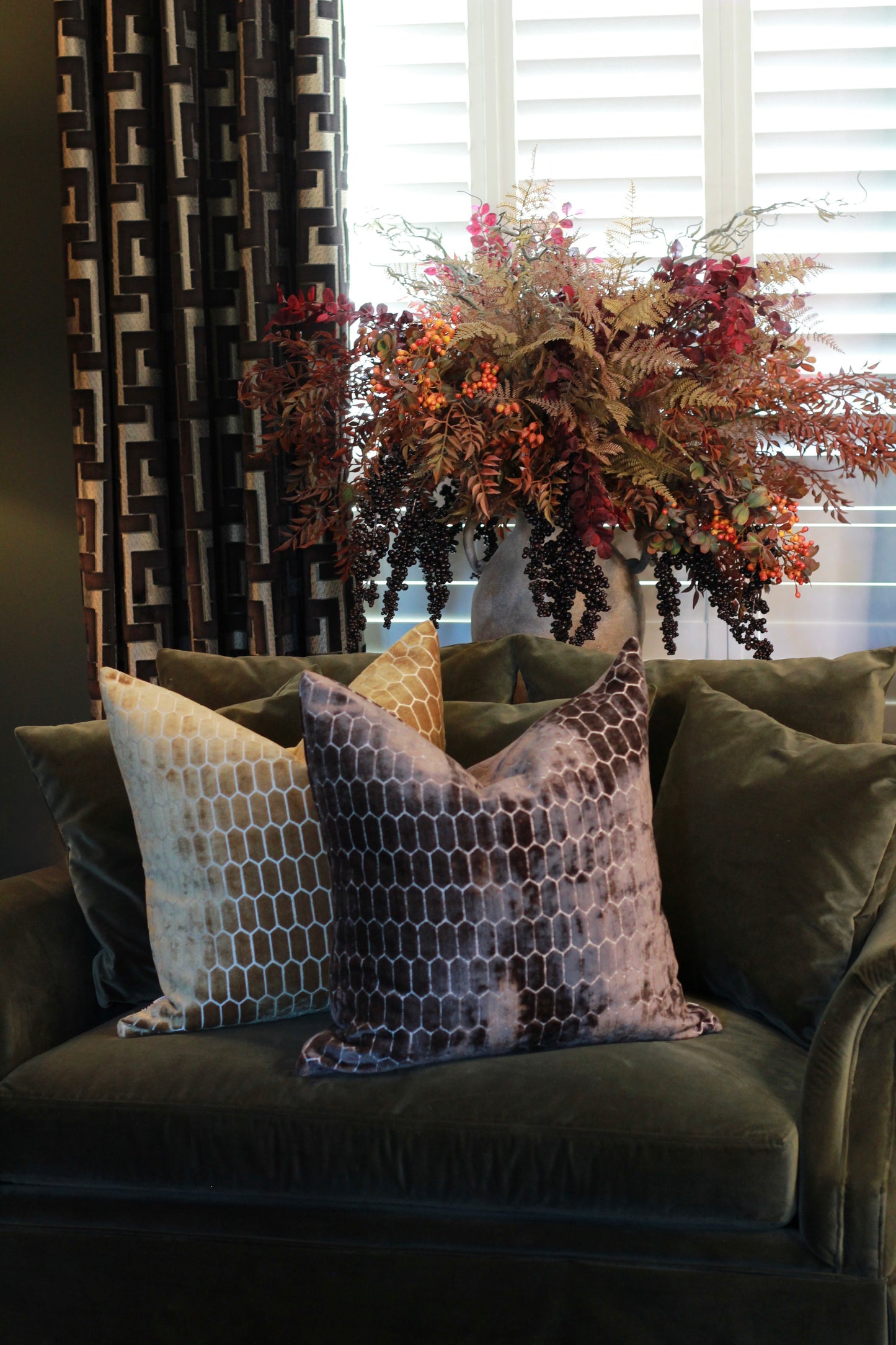 Sinclair Honeycomb Cushion – Chocolate Velvet