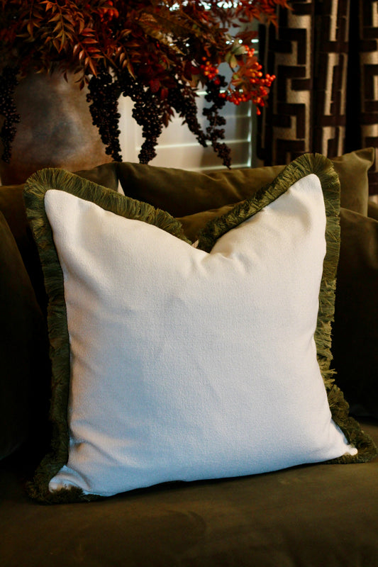 The Beaumont Cushion – Olive Fringe