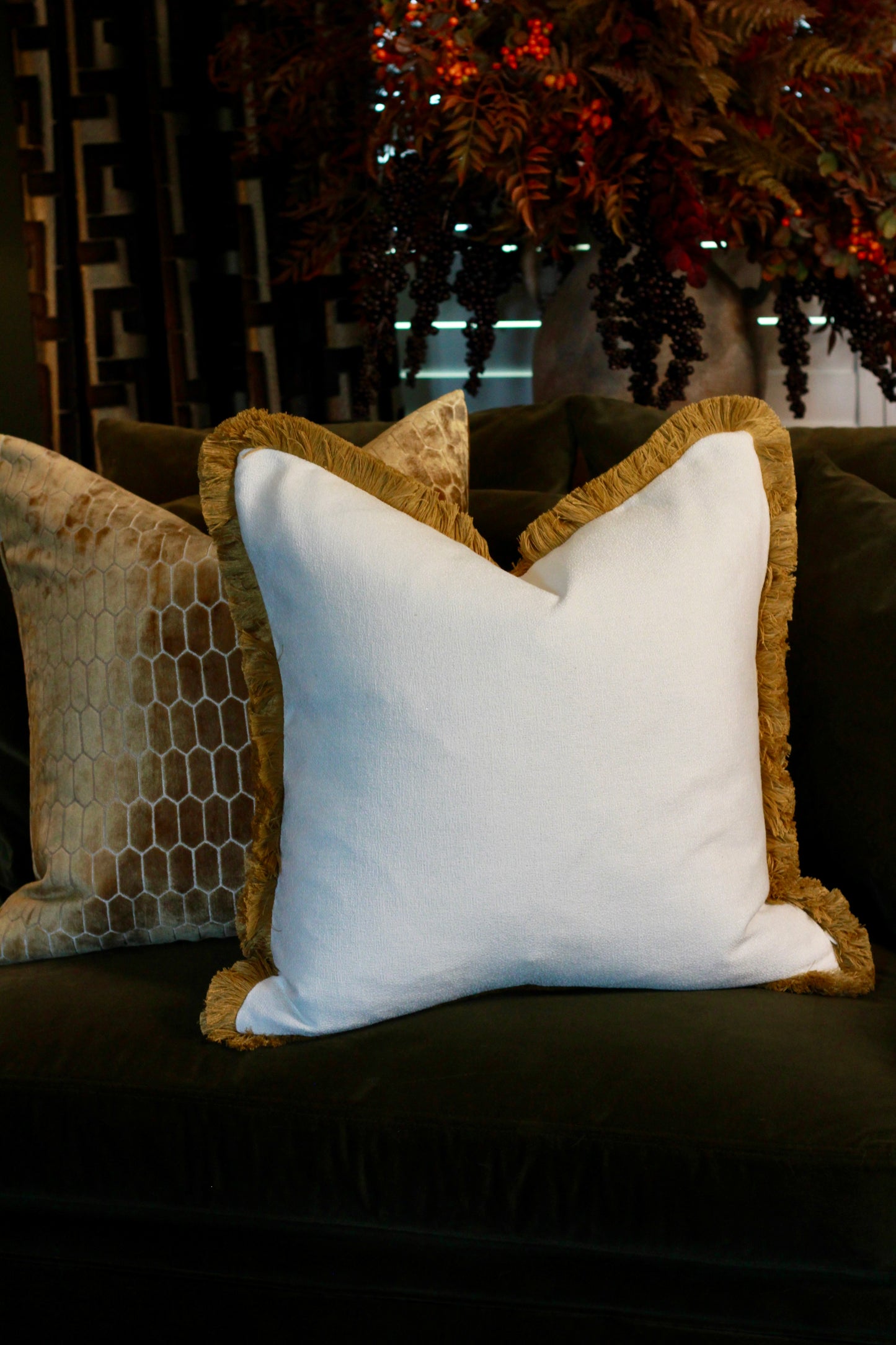 The Beaumont Cushion – Whiskey Fringe