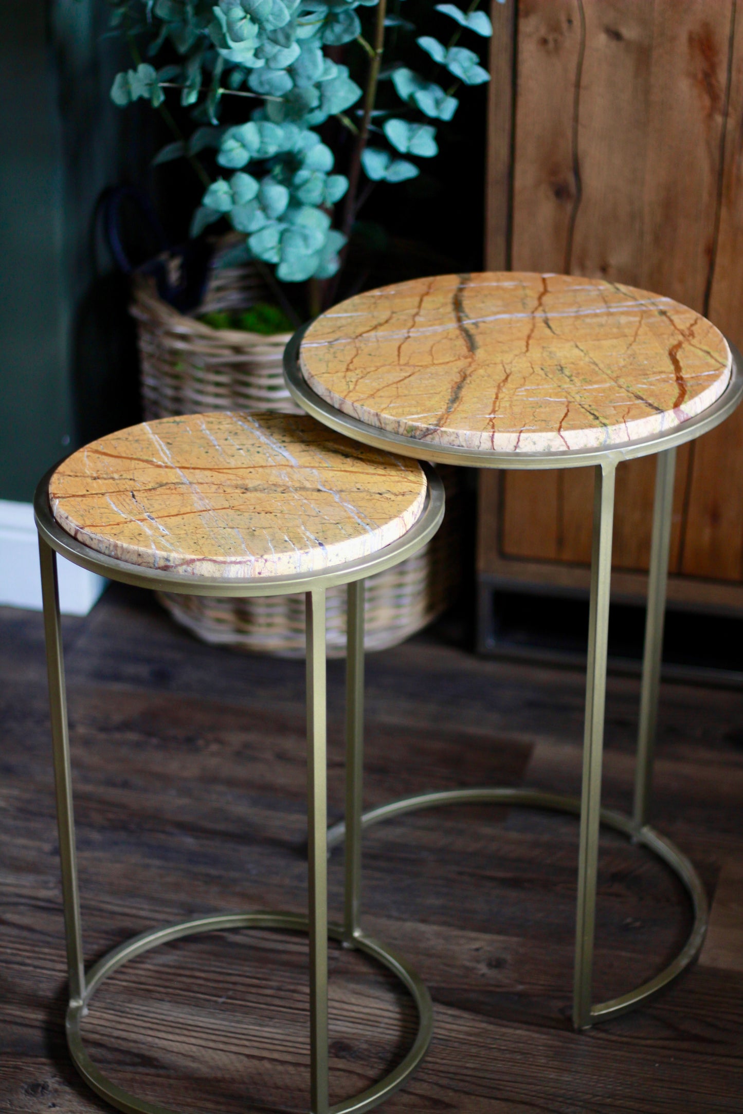 Ochre Rajasthani Marble Nest of Side Tables – side table at Leya Buster Interiors