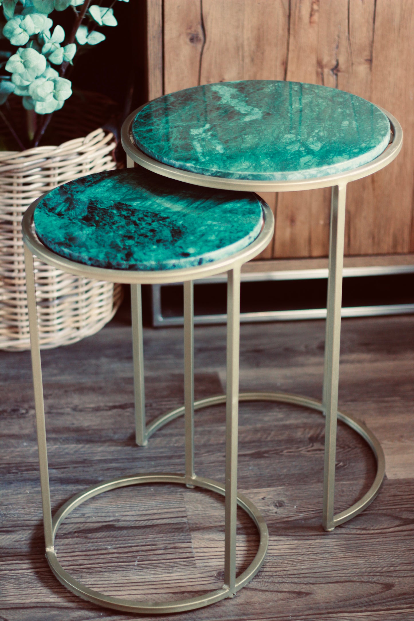 Forest Green Rajasthani Marble Nest of Side Tables – side table at Leya Buster Interiors