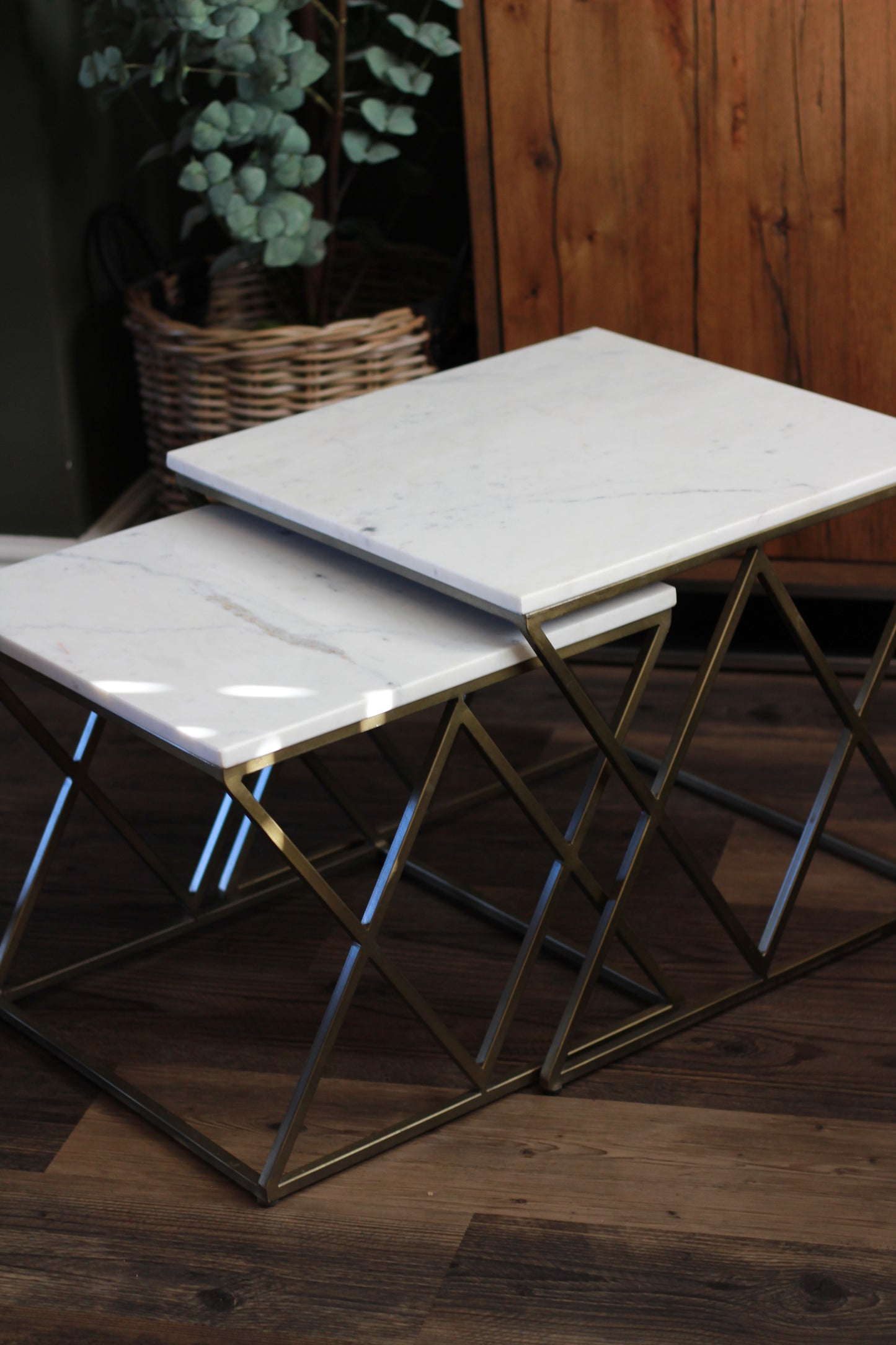 White Rajasthani Marble Nest of Tables styled view – Leya Buster Interiors