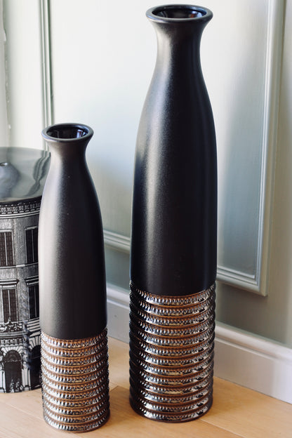 Black & Bronze Textured Floor Vase | Small & Large styled view – Leya Buster Interiors