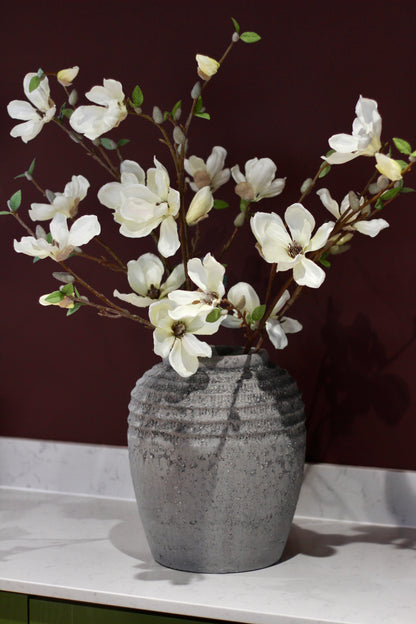 Antique Grey Terracotta Pot Vase styled view – Leya Buster Interiors