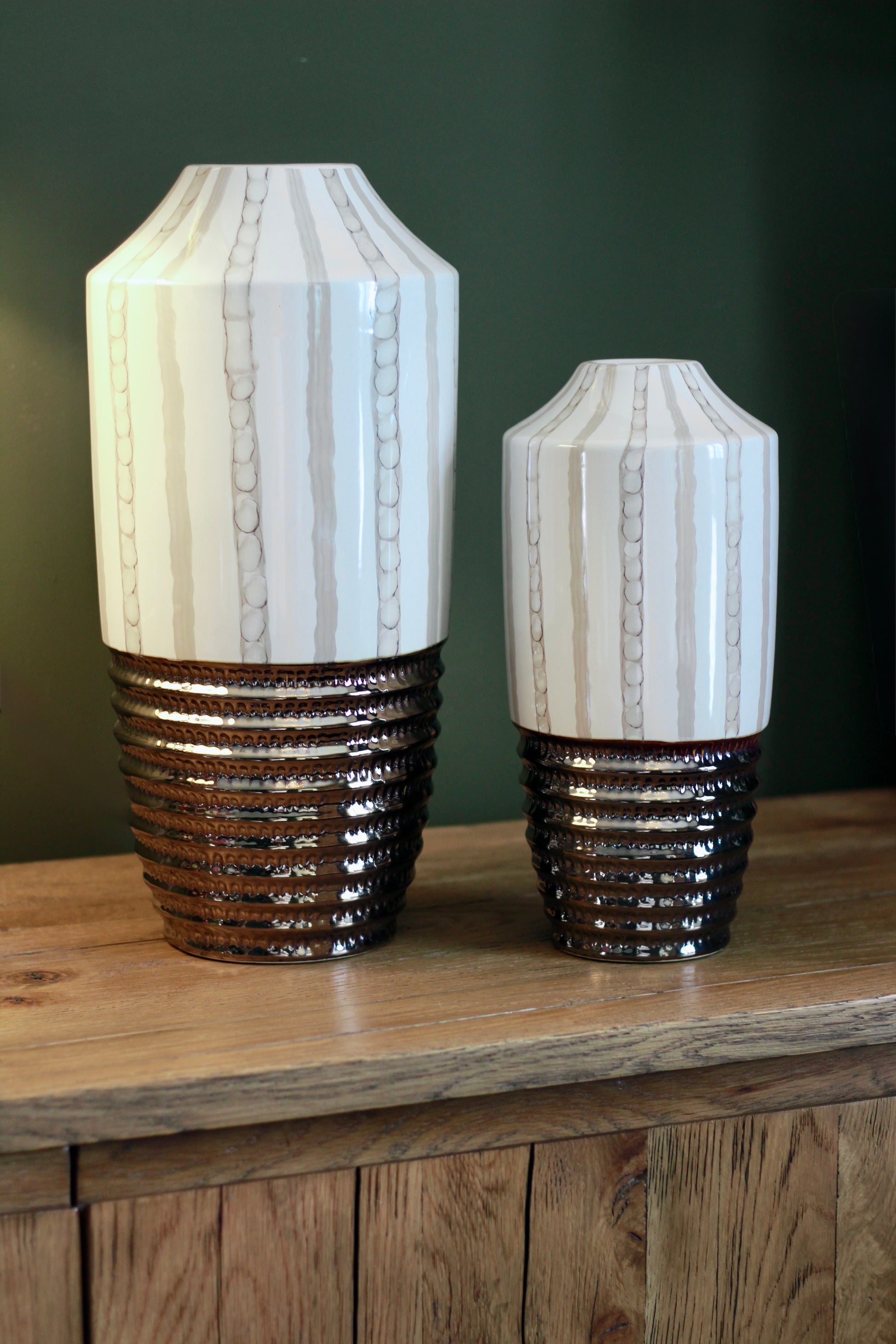 Cream & Bronze Textured Ceramic Vase | Small & Large detail – Leya Buster Interiors