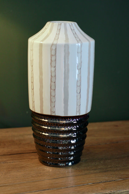 Cream & Bronze Textured Ceramic Vase | Small & Large styled view – Leya Buster Interiors