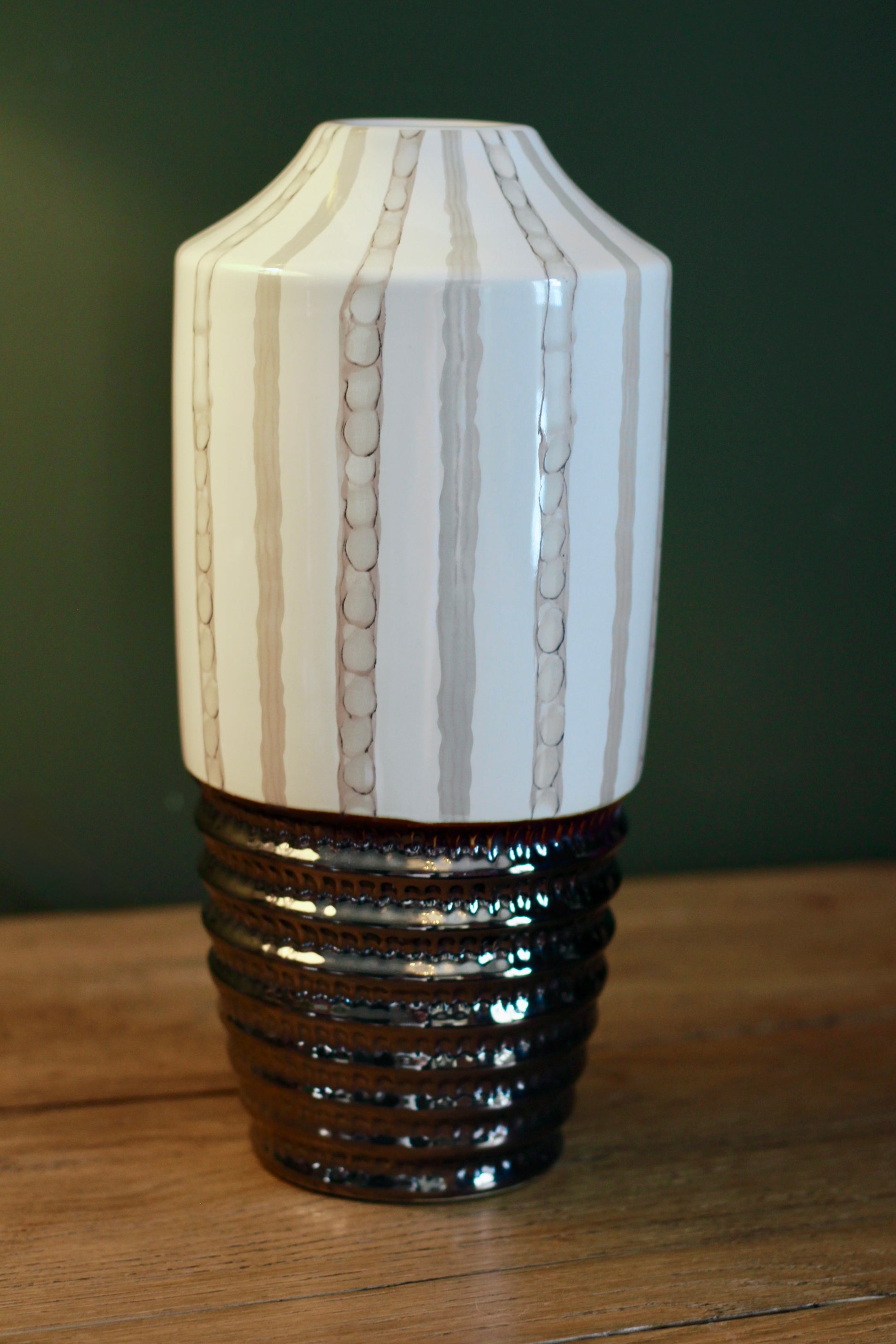 Cream & Bronze Textured Ceramic Vase | Small & Large styled view – Leya Buster Interiors