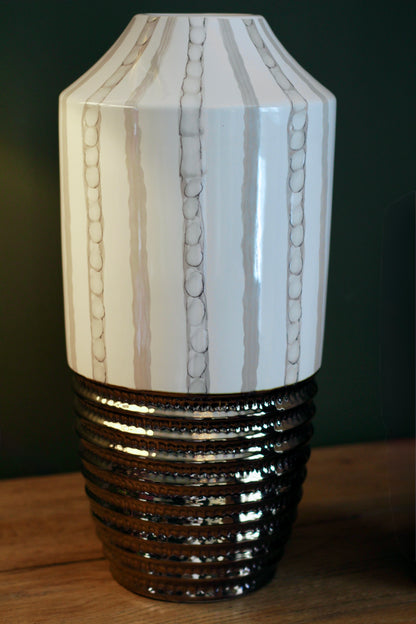 Cream & Bronze Textured Ceramic Vase | Small & Large styled view – Leya Buster Interiors