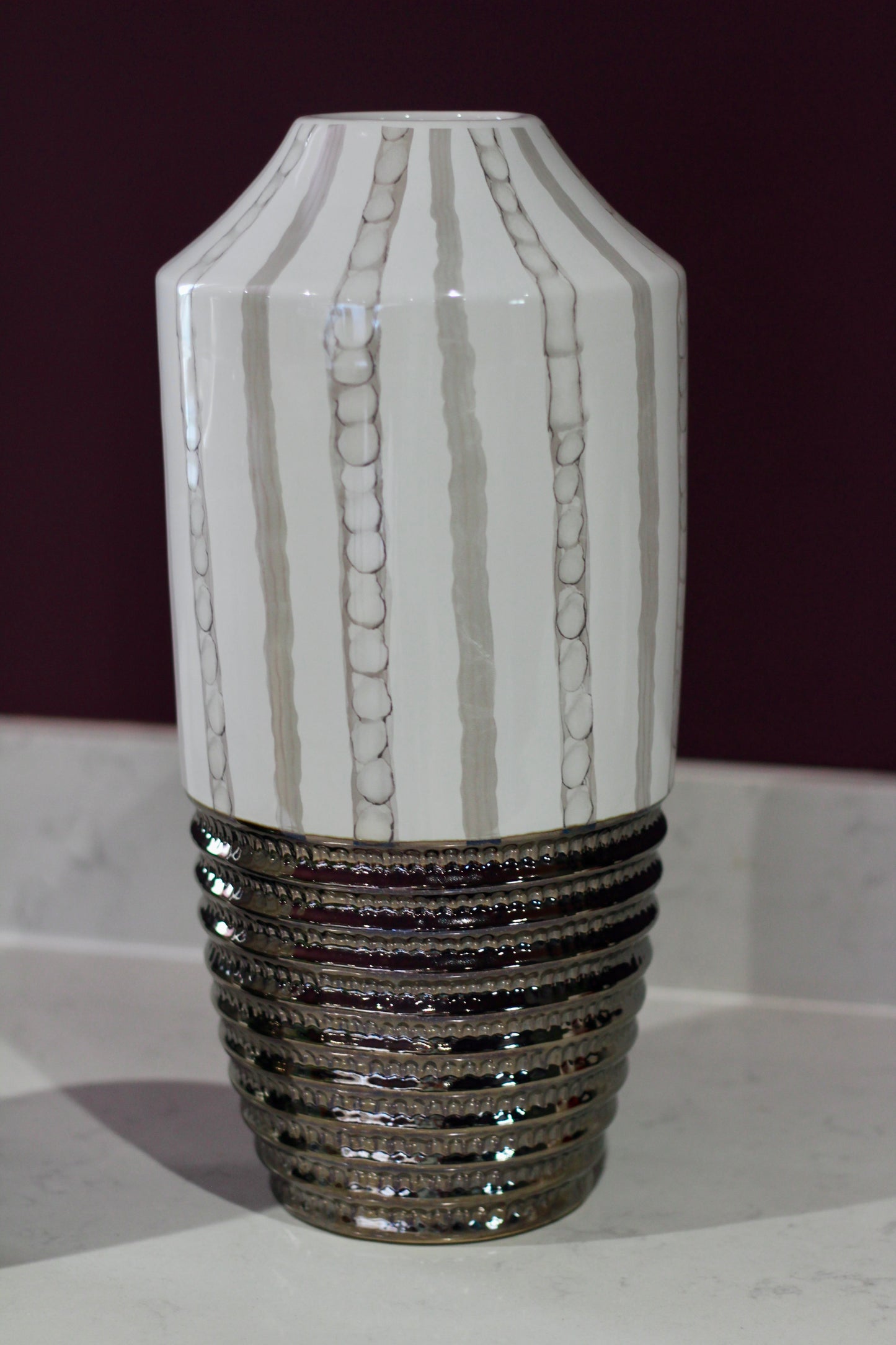 Cream & Bronze Textured Ceramic Vase | Small & Large styled view – Leya Buster Interiors