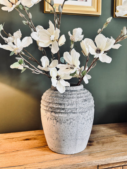 Antique Grey Terracotta Pot Vase detail – Leya Buster Interiors
