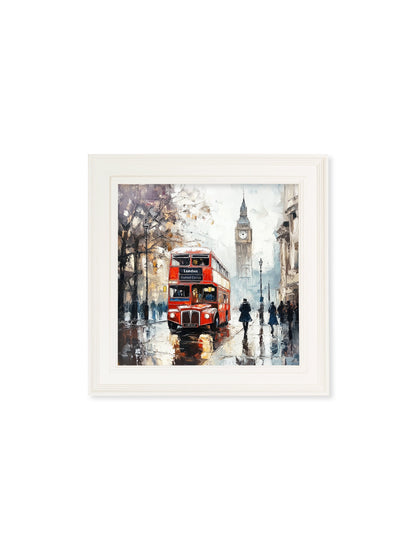 London Bus – Cream Hurstwood Square Frame styled view – Leya Buster Interiors