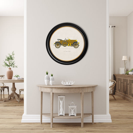 1913/14 MORRIS 'OXFORD' in Round Frame – framed wall art at Leya Buster Interiors