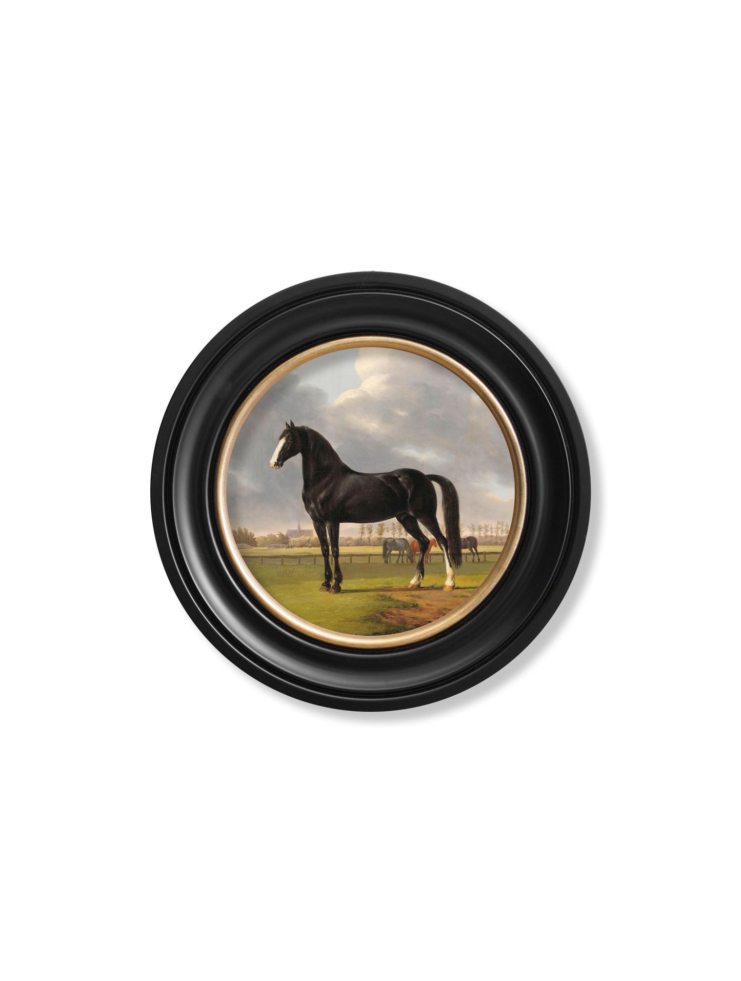 c.1840 Horses – Round Frame styled view – Leya Buster Interiors