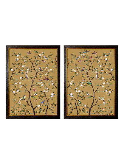Tree of Life Ochre Set of 2 detail – Leya Buster Interiors