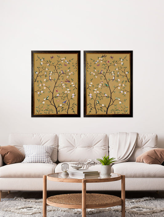 Tree of Life Ochre Set of 2 – framed wall art at Leya Buster Interiors