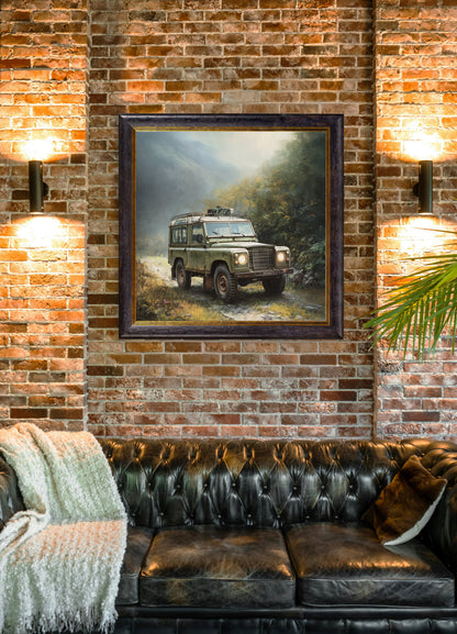 Country Track Defender Green – Oxford Square Frame – framed wall art at Leya Buster Interiors