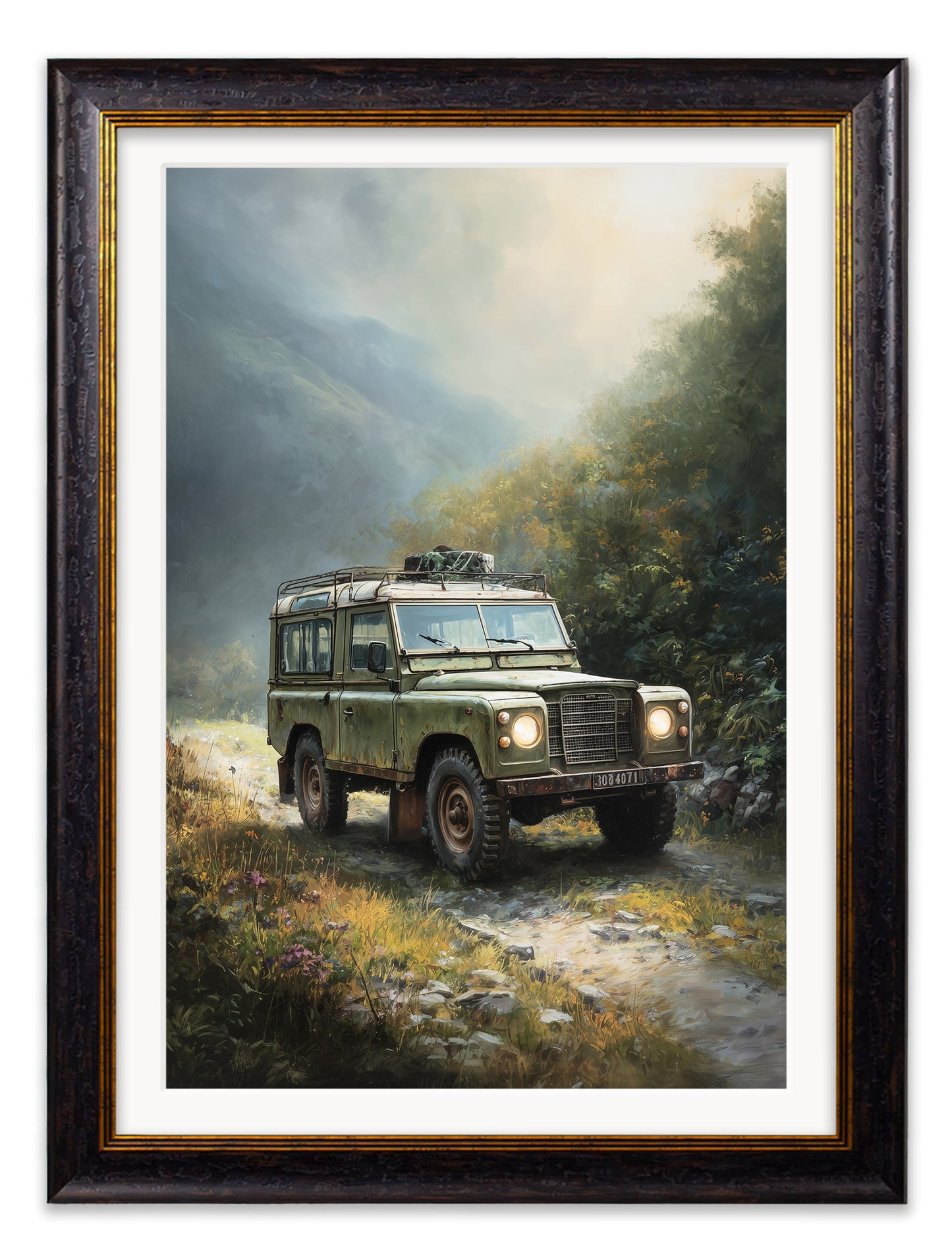 Country Track Defender Green – Oxford Frame detail – Leya Buster Interiors