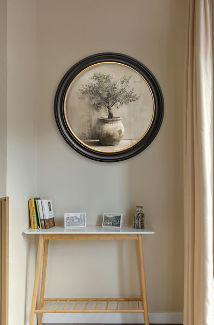 The Olive Tree – Oxford Round Frame – framed wall art at Leya Buster Interiors