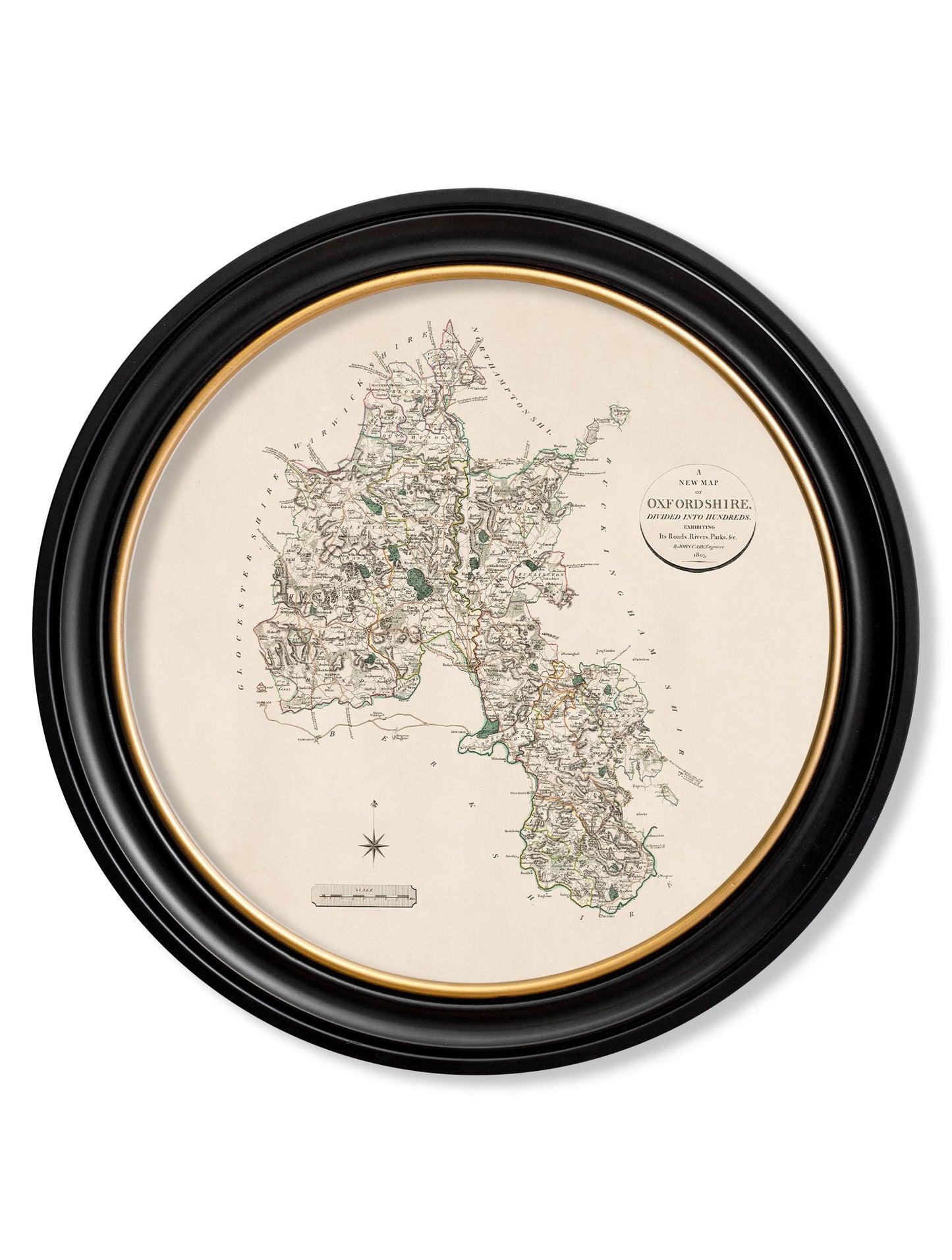 c.1806 County Maps of England – Round styled view – Leya Buster Interiors