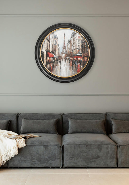 Paris Eiffel Tower – Oxford Round Frame – framed wall art at Leya Buster Interiors