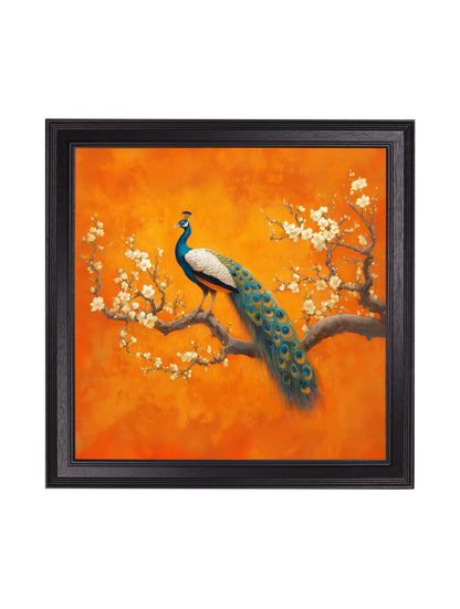 Peacocks In Saffron Garden – Black Hurstwood Square Frame styled view – Leya Buster Interiors