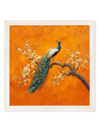 Peacocks In Saffron Garden – Cream Hurstwood Square Frame styled view – Leya Buster Interiors